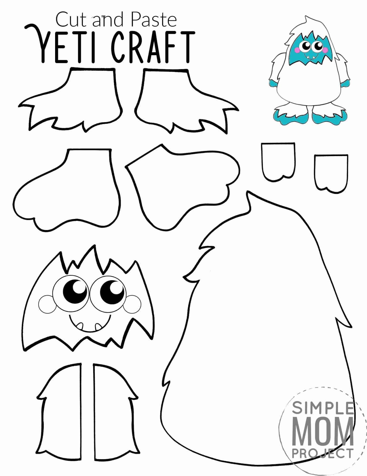 free printable yeti abominable snowman craft - simple mom project